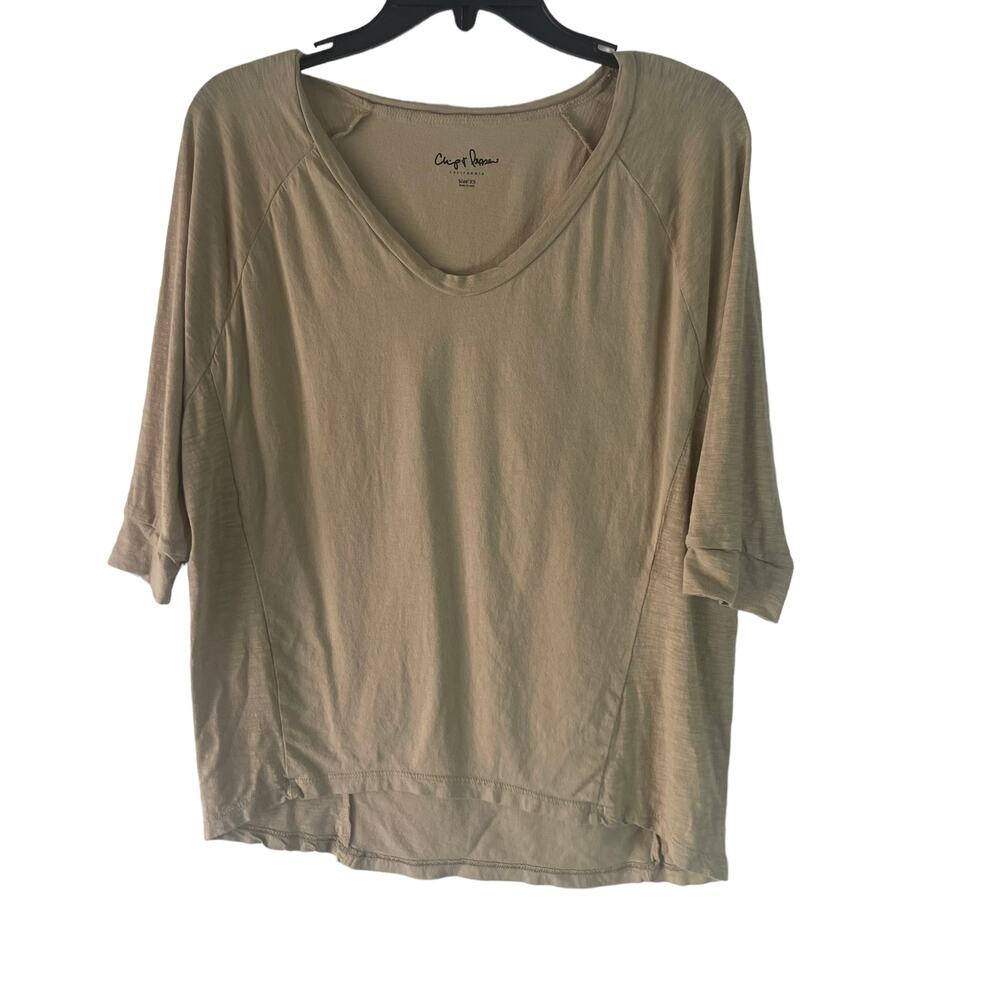 Chip + Pepper Women's Size XS Tan 3/4 Sleeve Round Neck Soft Modal Top